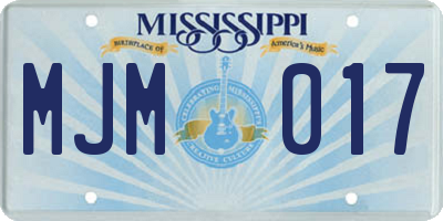 MS license plate MJM017