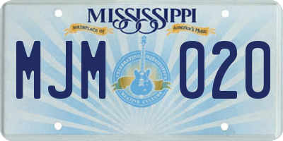 MS license plate MJM020
