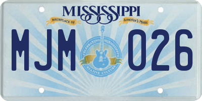 MS license plate MJM026