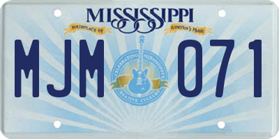 MS license plate MJM071
