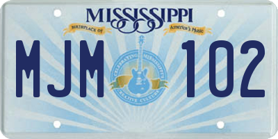 MS license plate MJM102