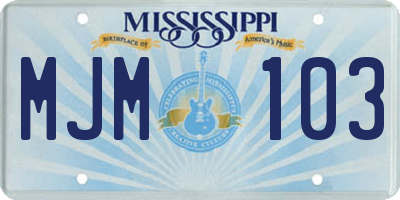 MS license plate MJM103