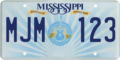 MS license plate MJM123