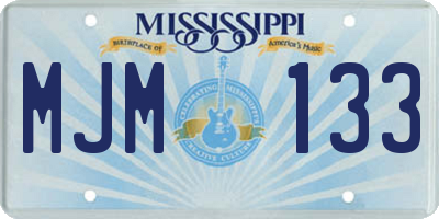 MS license plate MJM133