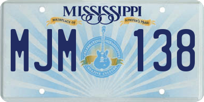 MS license plate MJM138