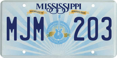 MS license plate MJM203
