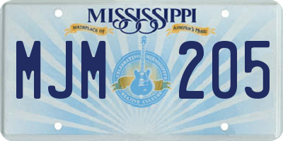 MS license plate MJM205