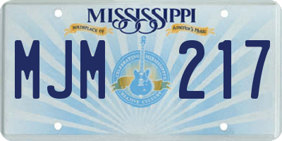 MS license plate MJM217