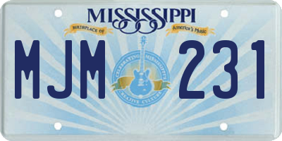 MS license plate MJM231