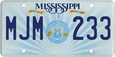 MS license plate MJM233