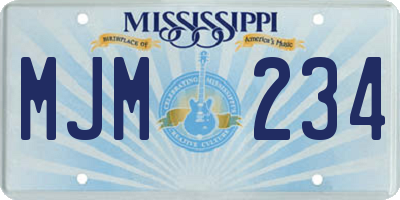 MS license plate MJM234