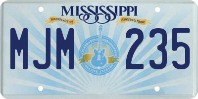 MS license plate MJM235