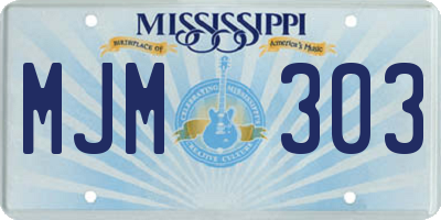 MS license plate MJM303