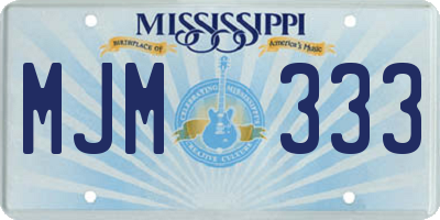 MS license plate MJM333