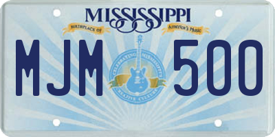 MS license plate MJM500