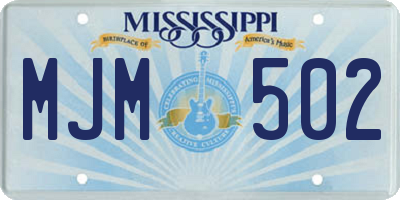 MS license plate MJM502