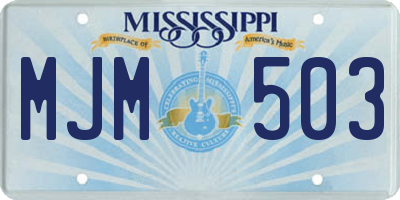 MS license plate MJM503