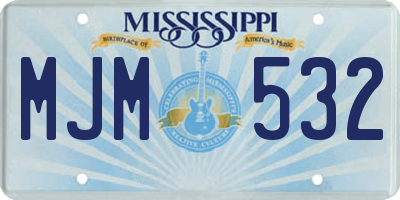 MS license plate MJM532