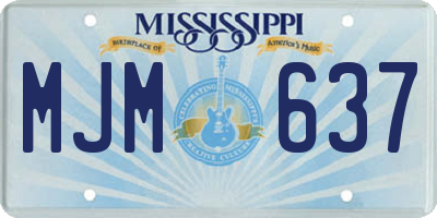 MS license plate MJM637