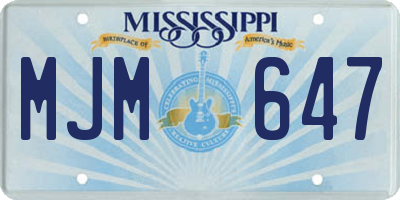 MS license plate MJM647