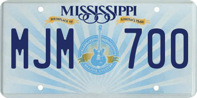 MS license plate MJM700