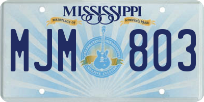 MS license plate MJM803