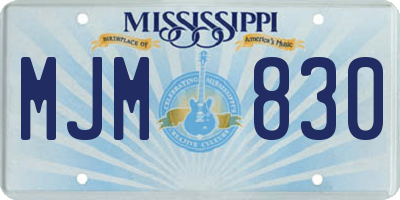 MS license plate MJM830