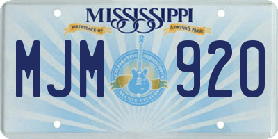 MS license plate MJM920