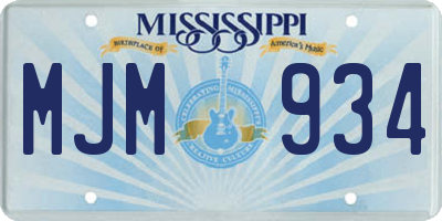 MS license plate MJM934