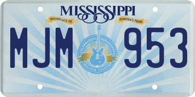 MS license plate MJM953