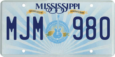 MS license plate MJM980