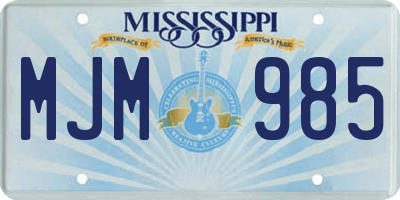 MS license plate MJM985