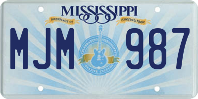 MS license plate MJM987