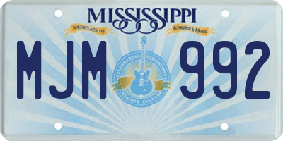 MS license plate MJM992