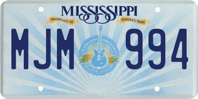 MS license plate MJM994