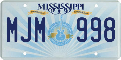MS license plate MJM998