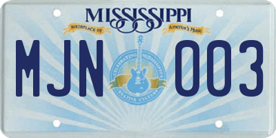 MS license plate MJN003