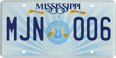 MS license plate MJN006