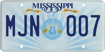MS license plate MJN007