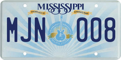 MS license plate MJN008