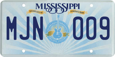 MS license plate MJN009