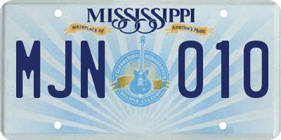 MS license plate MJN010