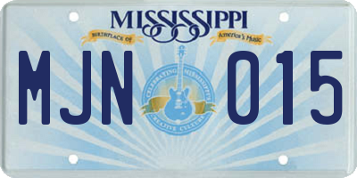 MS license plate MJN015