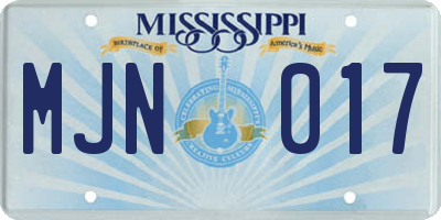 MS license plate MJN017