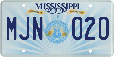 MS license plate MJN020