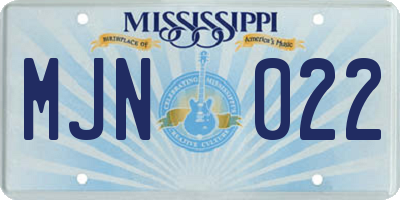 MS license plate MJN022