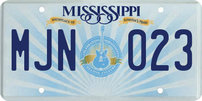 MS license plate MJN023