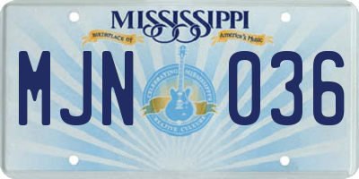 MS license plate MJN036