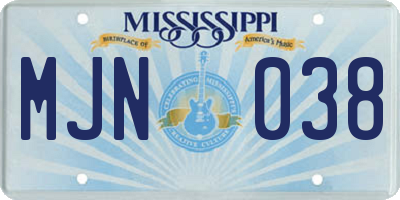 MS license plate MJN038