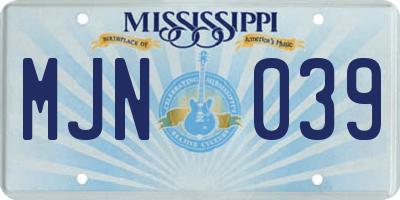 MS license plate MJN039